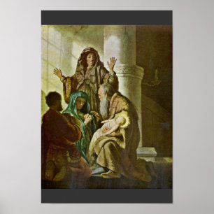 Poster Siméon Dans Le Temple. Par Rembrandt Van Rijn