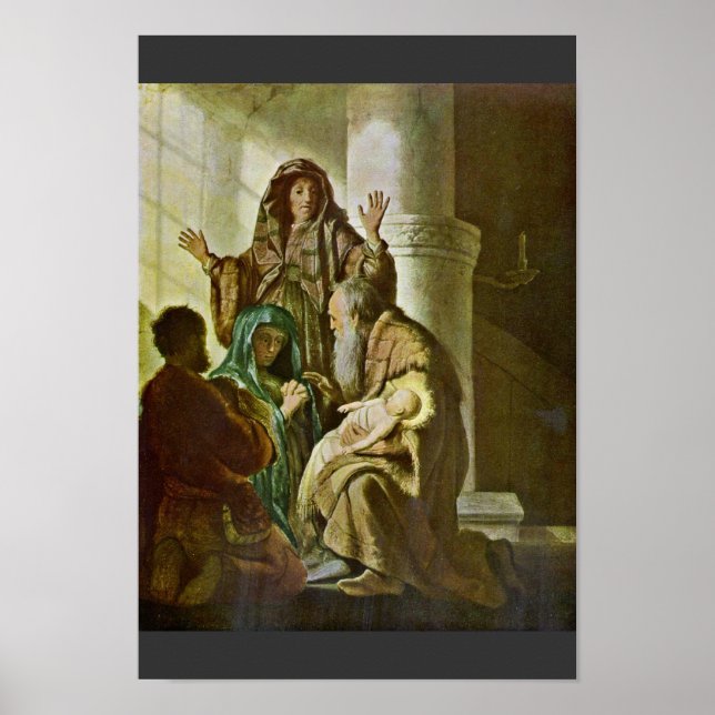 Poster Siméon Dans Le Temple. Par Rembrandt Van Rijn (Devant)