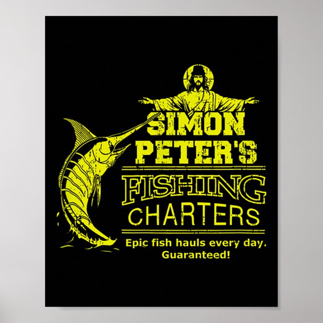 Poster Simon Peter's Fishing Charters Funny Jesus Christ  (Devant)