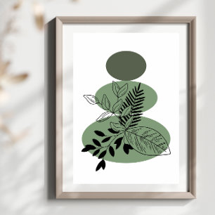 Poster Simple Abstrait Style Boho minimal Fleurs florales