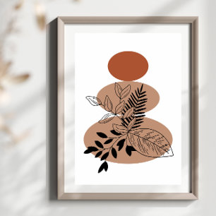 Poster Simple Abstrait Style Boho minimal Fleurs florales
