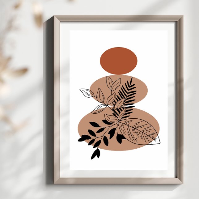 Poster Simple Abstrait Style Boho minimal Fleurs florales (Créateur téléchargé)