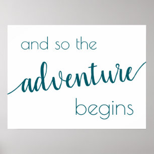 Poster Simple Adventure Begins   Teal Aqua Party Event