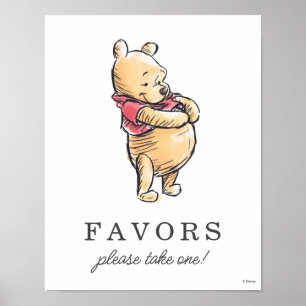 Poster Simple Baby Shower Winnie l'ourson à l'aquarelle