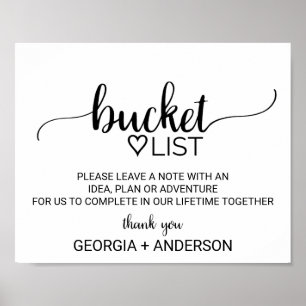 Poster Simple Black Calligraphy Bucket List Sign