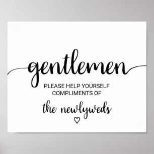 Poster Simple Black Calligraphy Gentlemen Bathroom Sign