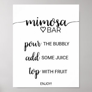 Poster Simple Black Calligraphy Mimosa Bar Sign
