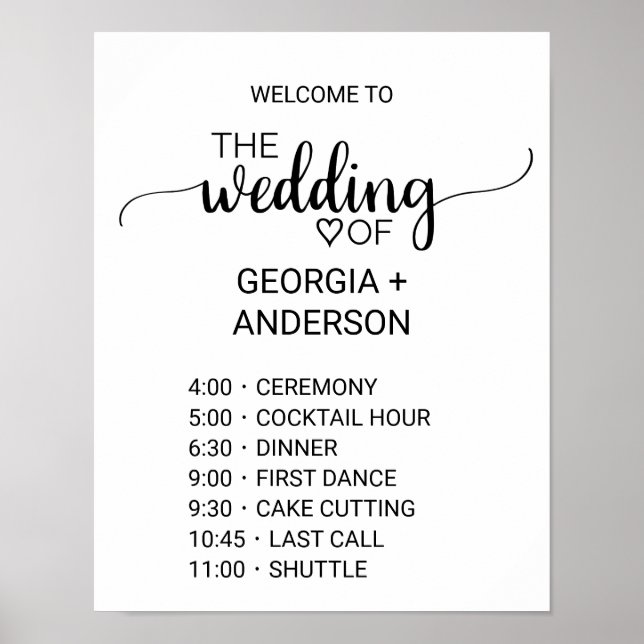 Poster Simple Black Calligraphy Ordre des événements (Devant)