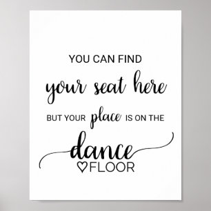 Poster Simple Black Place Card Danser Floor Signal