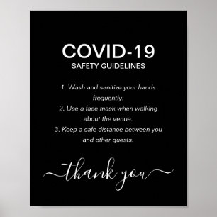 Poster Simple Black & White Covid Safety Guidelines Party