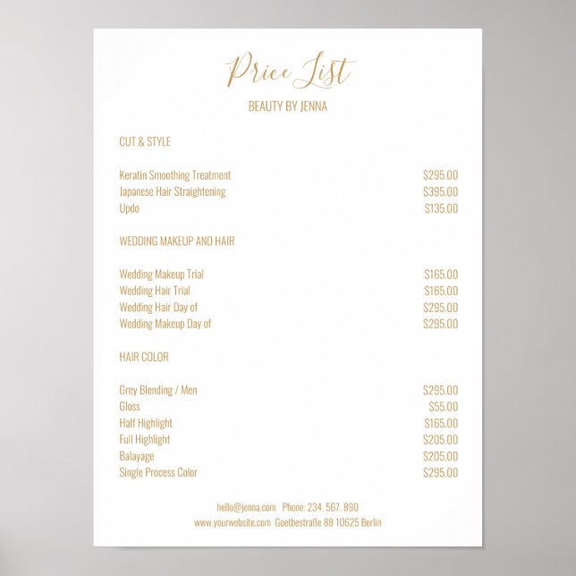 Poster simple blanc Beige Preishear (Devant)