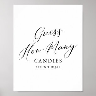 Poster Simple Calligraphie Devine Combien de Baby showers