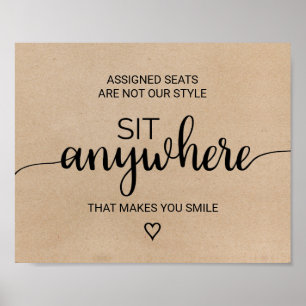 Poster Simple Calligraphie Faux Kraft Sit Anywhere
