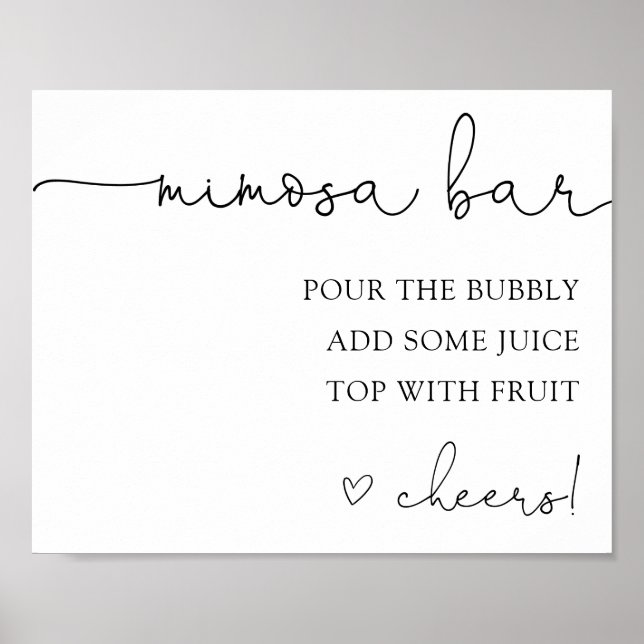Poster Simple Calligraphie Mimosa Bar Boisson Signal (Devant)