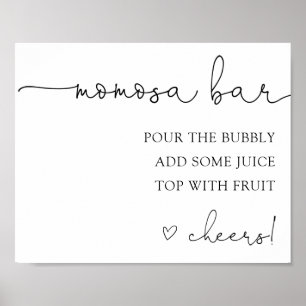 Poster Simple Calligraphie Momosa Bar Boisson Signal