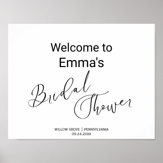 Poster Simple calligraphie noire Douche Signal (Devant)