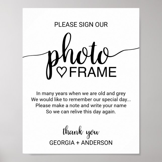 Poster Simple calligraphie noire Signale Notre cadre phot (Devant)