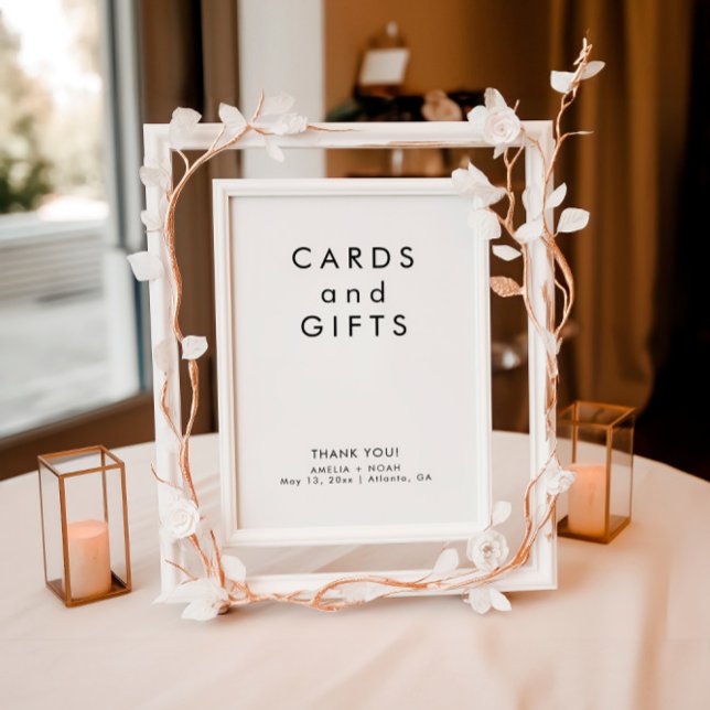Poster Simple Cartes Noir Et Blanc Cadeaux Mariage Signal (Créateur téléchargé)