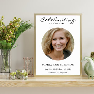 Poster Simple Célébration de la vie Photo Funérailles Mém