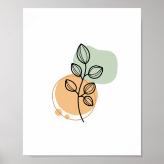 Poster Simple Chic minimaliste Abstrait Style Boho Floral