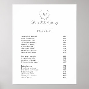 Poster Simple classique Monogramme Wreath Élégant