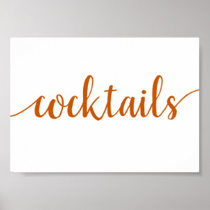 Poster Simple Cocktails File Orange Any Event Bar Sign