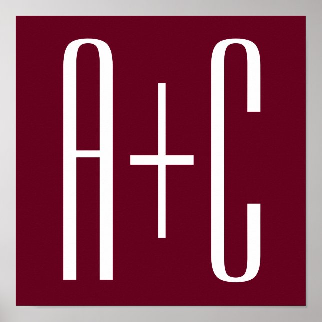 Poster Simple Couples | White & Burgundy (Devant)