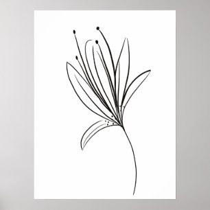 Poster Simple dessin de fleur de lys en noir et blanc