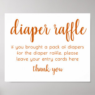 Poster Simple Diaper Raffle   Fall Orange Baby Shower
