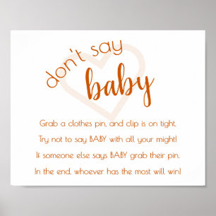 Poster Simple Dont Dites Bébé Jeu de douche orange d'au