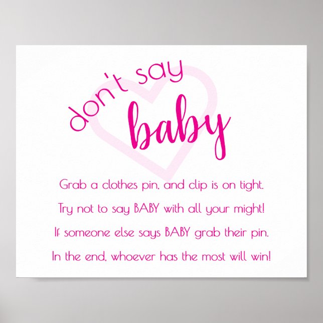 Poster Simple Dont Dites Bébé | Jeu de douche rose chaud (Devant)