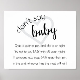 Poster Simple Dont Say Baby Black Script Shower Game