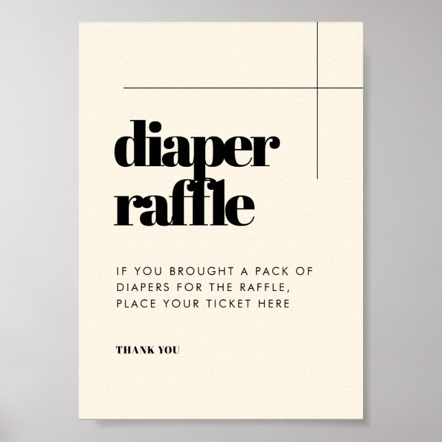 Poster Simple élégant & chic Diaper Raffle panneau (Devant)