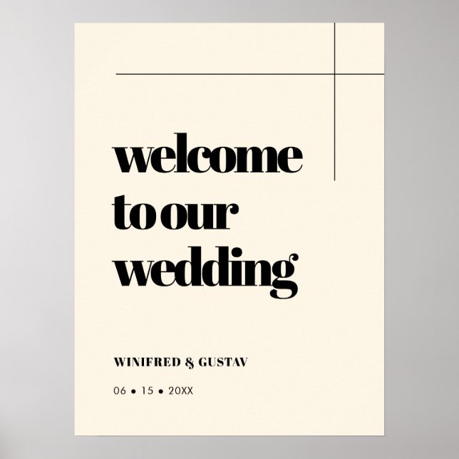 Poster Simple Elegant & Chic Mariage Welcome Cream (Devant)
