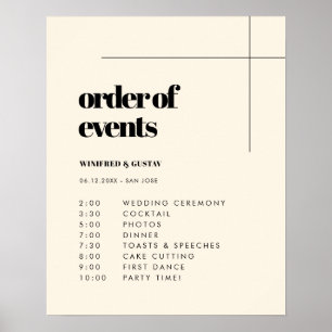 Poster Simple, élégant et chic mariage Ordre des événemen