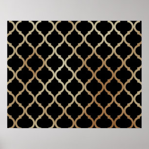 Poster Simple Elegant Modern Gold Moroccan Pattern  