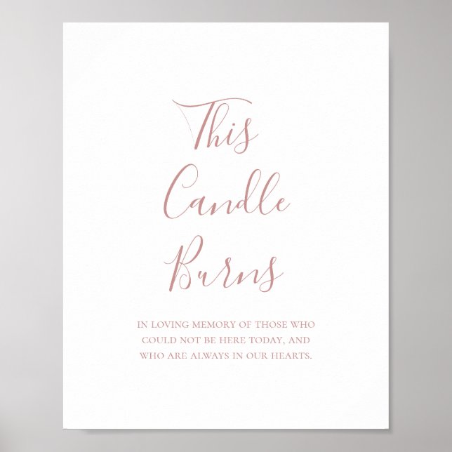 Poster Simple Élégant Rose Gold Cette Bougie Brûle Pannea (Devant)