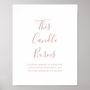 Poster Simple Elegant Rose Or Cette bougie Brûle Signal