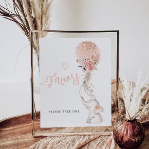 Poster Simple Elephant & Balloon Baby shower faveurs