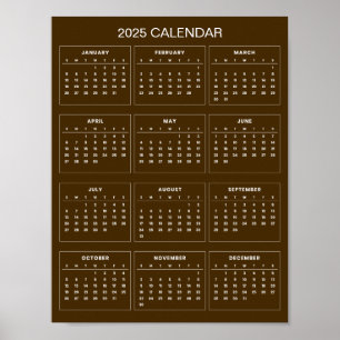 Poster Simple et Élégant Calendrier 2025   