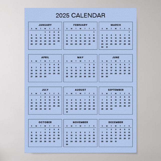 Poster Simple et élégant Calendrier 2025 |  (Devant)