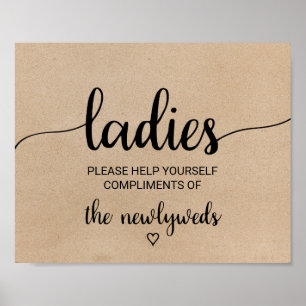 Poster Simple Faux Kraft Calligraphie Mesdames Salle de b