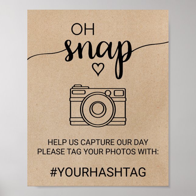 Poster Simple Faux Kraft Calligraphie Oh Snap Sign (Devant)