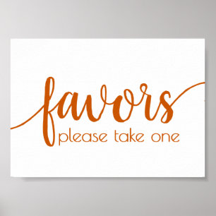 Poster Simple Favors Fall Orange Wedding Party Event