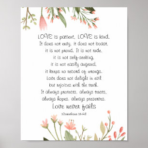 Poster Simple Jolie Fleurs Roses Mariage chrétien