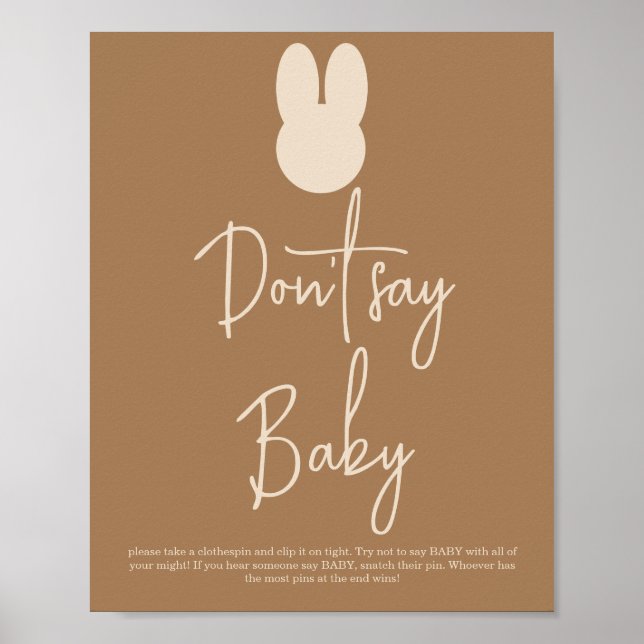 Poster Simple Lapin N'écrivez pas bébé (Devant)
