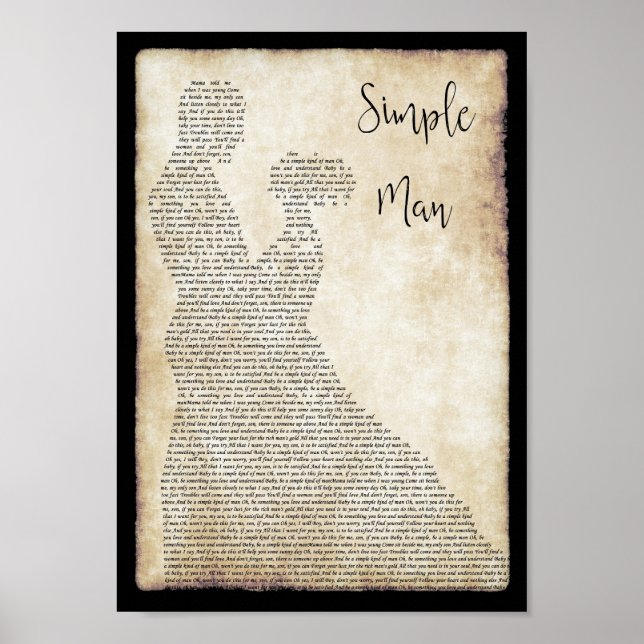 Poster Simple Man Song Lyric Man Lady Danser Imprimer (Devant)