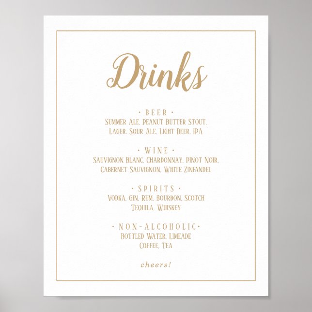 Poster Simple Minimalist|Mariage Gold Drame Menu Frame (Devant)