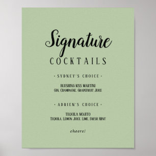 Poster Simple Minimaliste Sage Signature Cocktails