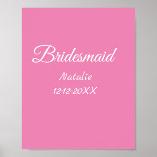 Poster Simple minimum rose bridesmaid ajouter le nom de l